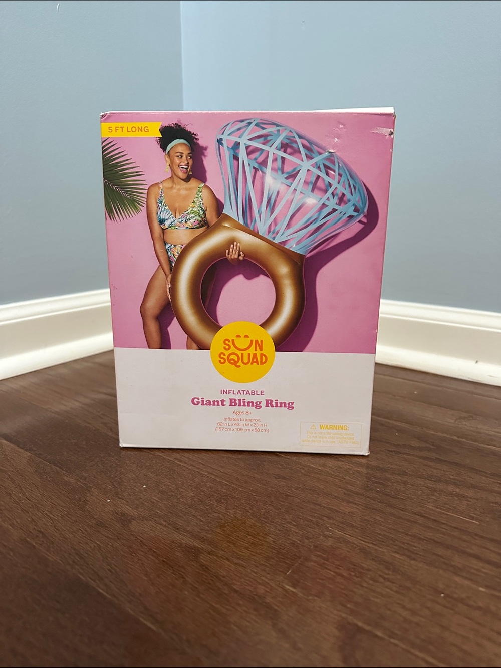 Inflatable Giant Bling Ring - Gold & Blue
